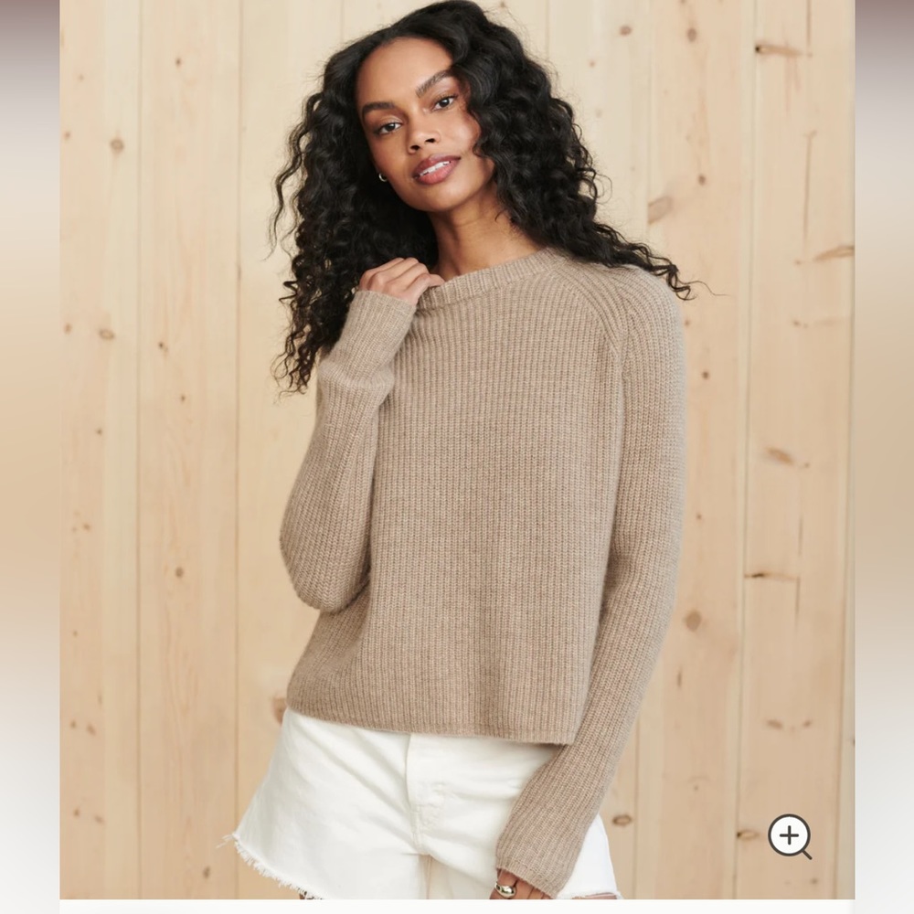 Jenni Kayne Cashmere Fisherman Sweater undyed stone size M.